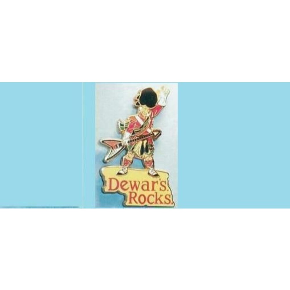 DeWar's Rocks ,Guitar playing Bobbie in a Kilt pin